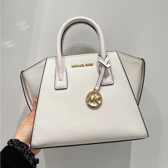 Michael Kors Small Avril Top Zip Satchel Crossbody Bag Ivory Light Cream $498